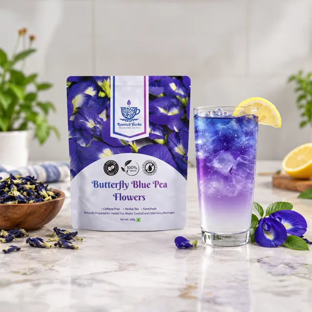 Iced blue tea with lemon