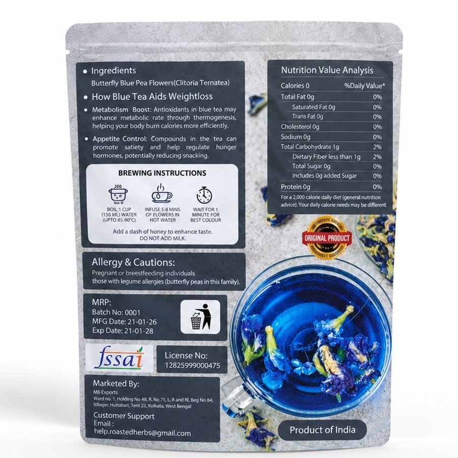 Back of the pouch: ingredients, nutrition, brewing instructions and FSSAI licence